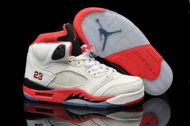 Air Jordan 5 Retro V White Fire Red Black